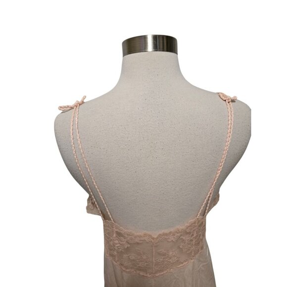 Sexy Vintage Nightgown Size Medium Long Pale Peach Sheer Lace Tom Bezduda Barad - Picture 8 of 10